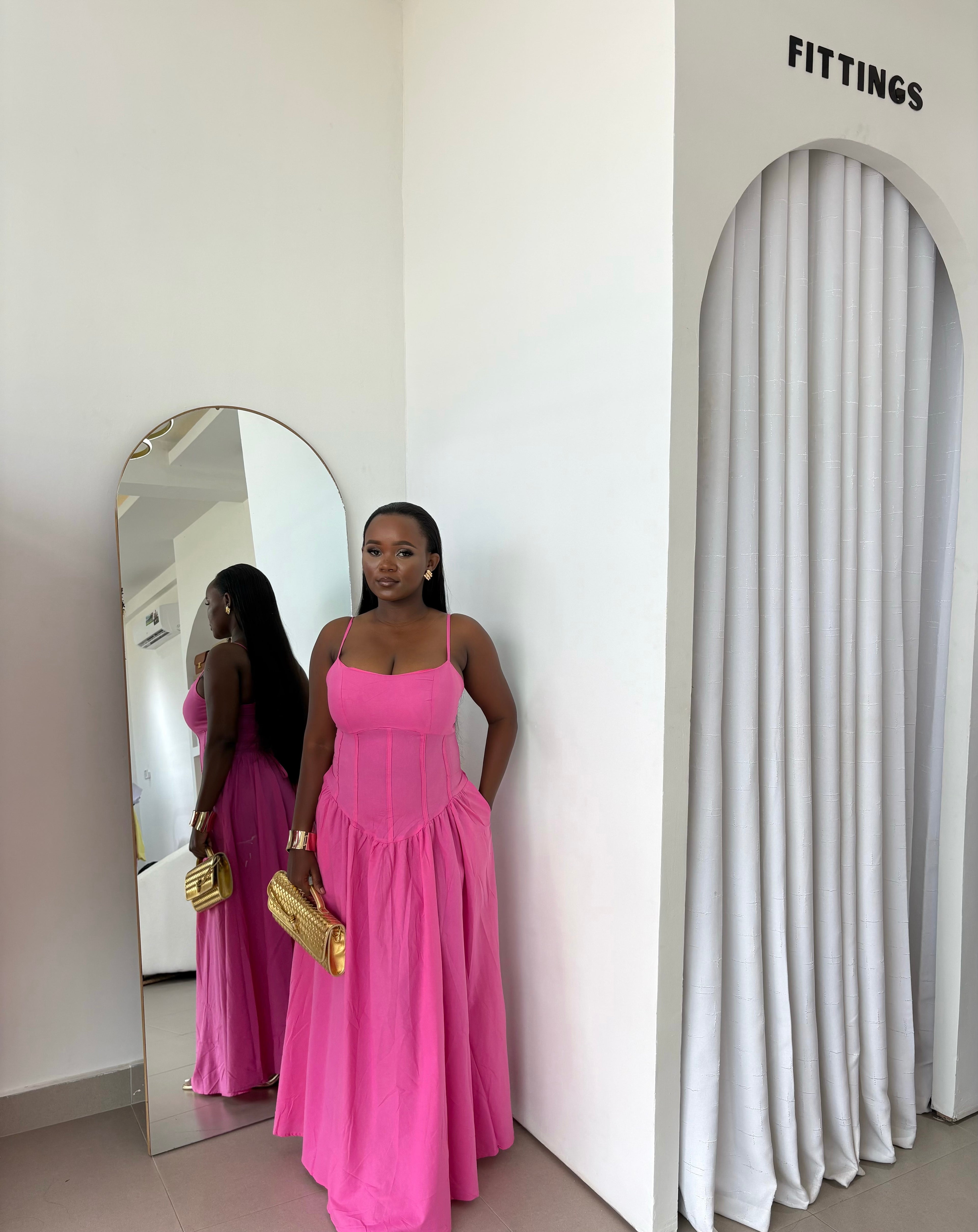 Pink linen dress size 10-12