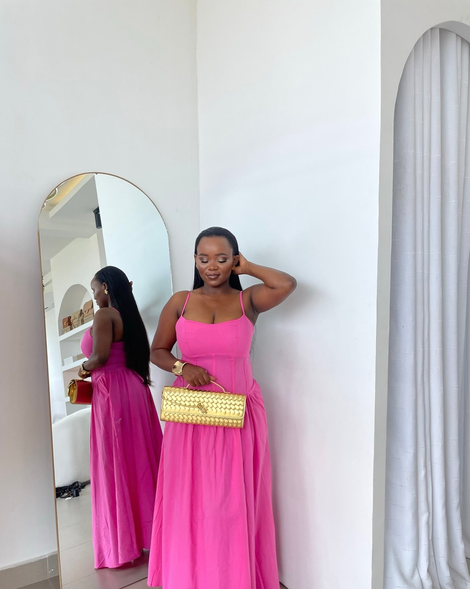Pink linen dress size 10-12